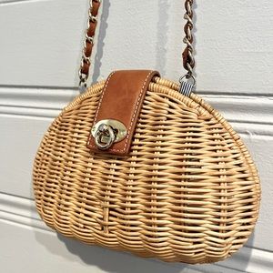 J McLaughlin Woven Wicker Chain Handbag